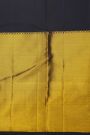 Kancheepuram Silk Navy Blue Saree With Florals And Leaves In Zari Body And Long Kaddi Border