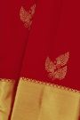 Kancheepuram Silk Red Saree With Florals And Leaves In Zari Body And Kaddi Border