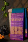 Kancheepuram Silk Peacock Blue Saree With Florals And Buttis Body