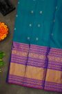 Kancheepuram Silk Peacock Blue Saree With Florals And Buttis Body