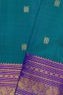 Kancheepuram Silk Peacock Blue Saree With Florals And Buttis Body