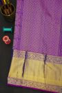 Kancheepuram Silk Peacock Blue Saree With Florals And Leaves Body And Kaddi Border