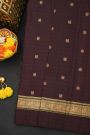 Kancheepuram Silk Brown Saree With Floral And Peacock Buttis Body