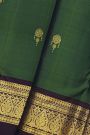 Kancheepuram Silk Bottle Green Saree With Florals And Buttis Body