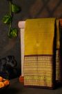 Kancheepuram Silk Mustard Yellow Saree With Peacock Buttis Body