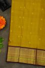 Kancheepuram Silk Mustard Yellow Saree With Peacock Buttis Body