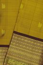 Kancheepuram Silk Mustard Yellow Saree With Peacock Buttis Body