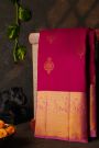 Kancheepuram Silk Rani Pink Saree With Florals And Buttis Body