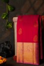 Kancheepuram Silk Red Saree With Florals And Parrot Buttis Body