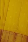 Kancheepuram Silk Mustard Saree With Cross Lines Florals And Peacocks Border