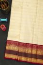 Kancheepuram Silk Off White Saree With Diamonds And Peacock Border