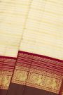 Kancheepuram Silk Off White Saree With Diamonds And Peacock Border