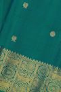 Kancheepuram Silk Teal Green Saree With Florals Peacocks And Yalli Border