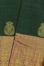 Kancheepuram Silk Bottle Green Saree With Diamonds In Zari And Gandaberunda Buttis Border
