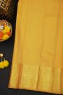 Kancheepuram Silk Mustard Saree With Florals And Peacocks Buttis Body