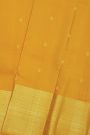 Kancheepuram Silk Mustard Saree With Florals And Peacocks Buttis Body