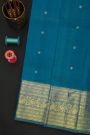 Kancheepuram Silk Teal Blue Saree With Florals And Buttis Body