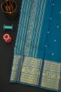 Kancheepuram Silk Teal Blue Saree With Florals And Buttis Body