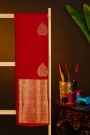 Kancheepuram Silk Red Saree With Florals And Birds In Buttis Body