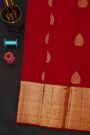 Kancheepuram Silk Red Saree With Florals And Birds In Buttis Body