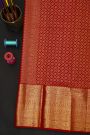Kancheepuram Silk Red Saree With Florals And Birds In Buttis Body