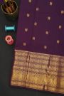 Kancheepuram Silk Purple Saree With Peacocks And Lions In Buttis Body