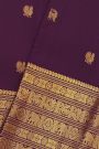 Kancheepuram Silk Purple Saree With Peacocks And Lions In Buttis Body