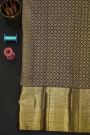 Kancheepuram Silk Black Saree With Florals And Birds In Buttis Body And Self Border