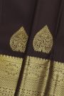 Kancheepuram Silk Black Saree With Florals And Birds In Buttis Body And Self Border