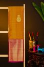 Kancheepuram Silk Mustard Yellow Saree With Gandaberunda Buttis And Bird Body
