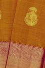 Kancheepuram Silk Mustard Yellow Saree With Gandaberunda Buttis And Bird Body