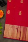 Kancheepuram Silk Red Saree With Florals And Zari Work Long Self Border