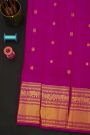 Kancheepuram Silk Rani Pink Saree With Florals And Peacocks Buttis Body
