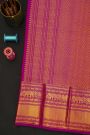 Kancheepuram Silk Rani Pink Saree With Florals And Peacocks Buttis Body