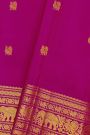 Kancheepuram Silk Rani Pink Saree With Florals And Peacocks Buttis Body
