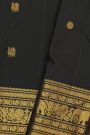 Kancheepuram Silk Black Saree With Florals And Peacock Buttis Body