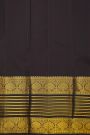 Kancheepuram Silk Black Saree With Zari Lines And Florals In Temple Border