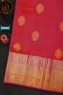Kancheepuram Silk Reddish Pink Saree With Florals And Buttis Body