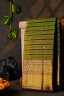 Kancheepuram Silk Dual Colour Saree With Florals And Peacock Buttis Body