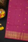 Kancheepuram Silk Magenta Saree With Florals And Peacocks In Checks Body