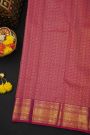 Kancheepuram Silk Magenta Saree With Florals And Peacocks In Checks Body