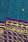 Kancheepuram Silk Blue Saree With Florals And Leaves Jaal Border