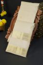Kancheepuram Silk Off White Saree With Checks And Floral Buttis Body