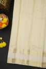 Kancheepuram Silk Off White Saree With Checks And Floral Buttis Body