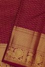 Kancheepuram Silk Maroon Saree With Zari Diamonds And Peacock Border
