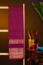 Kancheepuram Silk Dark Purple Saree With Zari Checks And Buttis Body