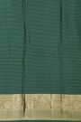 Kancheepuram Silk Bottle Green Saree With Checks And Floral Buttis Body