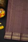 Kancheepuram Silk Wine Saree With Checks And Zari Buttis Body