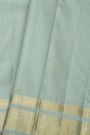 Kancheepuram Silk Ice Blue Saree With Checks And Floral Buttis Body