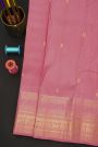 Kancheepuram Silk Onion Pink Saree With Yalis And Gandaberunda Buttis Body